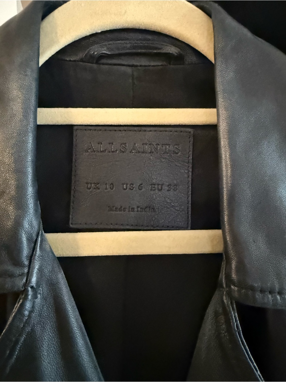 All Saints Classic Black Leather Moto Jacket Size 6 - Picture 2 of 3